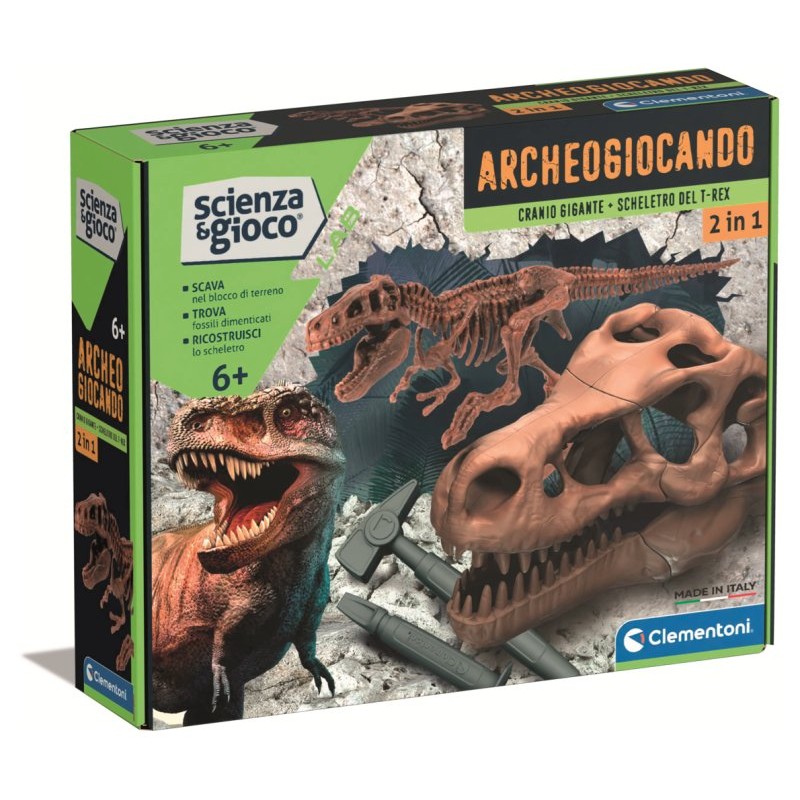 Clementoni 19324 - Scienza & Gioco - Archeogiocando - Dig Kit T-Rex 2 in 1