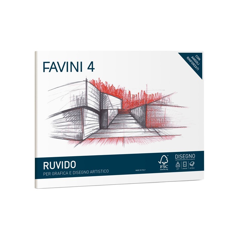 Favini 168504 - Blocco 20 Fogli 24x33 F4 220gr Ruvido