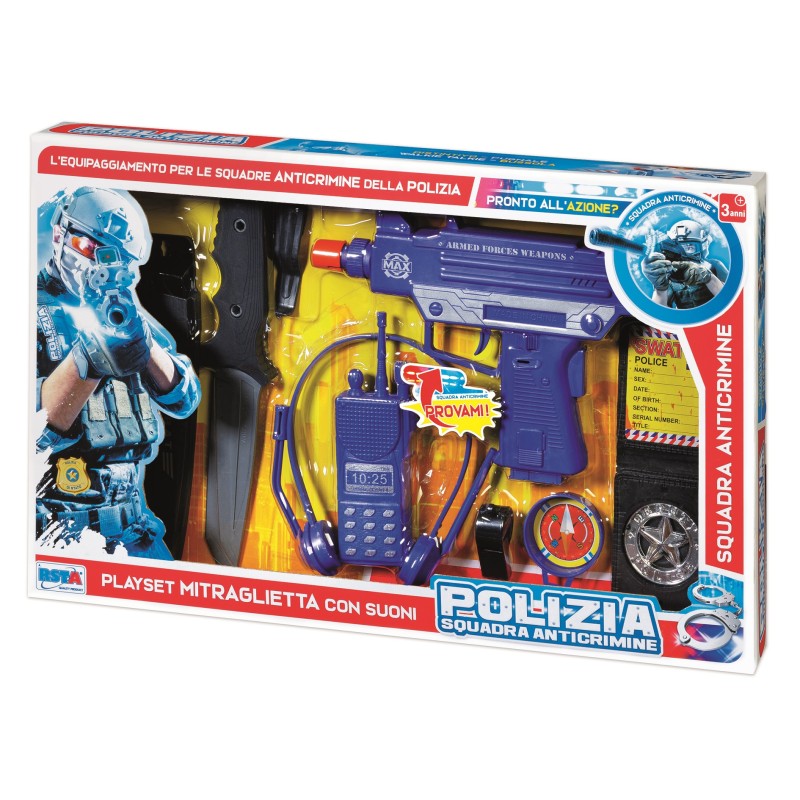 Rstoys 11709 - Playset Polizia Mitraglietta e Accessori con Suoni