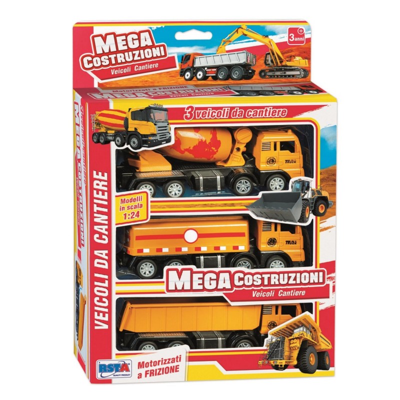 Rstoys 11710 - Playset 3 Mezzi Cantiere Mega Costruzioni