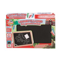 Rstoys 8299 - Lavagnetta In Legno 30x20 cm. con Gessetti Colorati e Cancellino