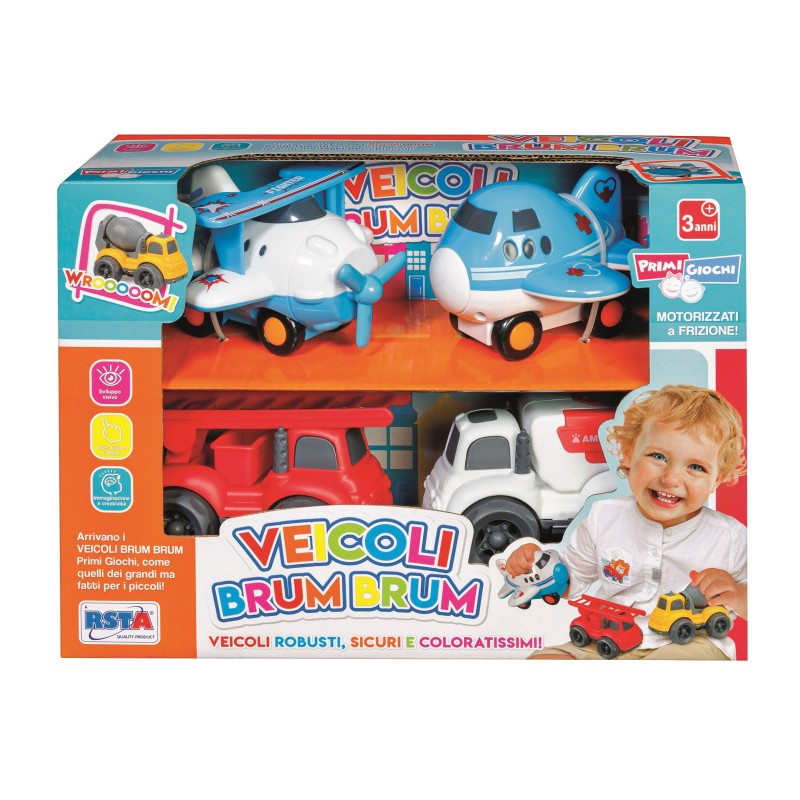 Rstoys 11625 - Veicoli Brum Brum Frizione Playset 4 pz