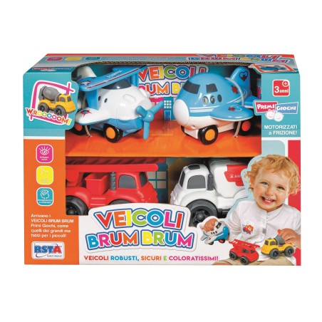 Rstoys 11625 - Veicoli Brum Brum Frizione Playset 4 pz