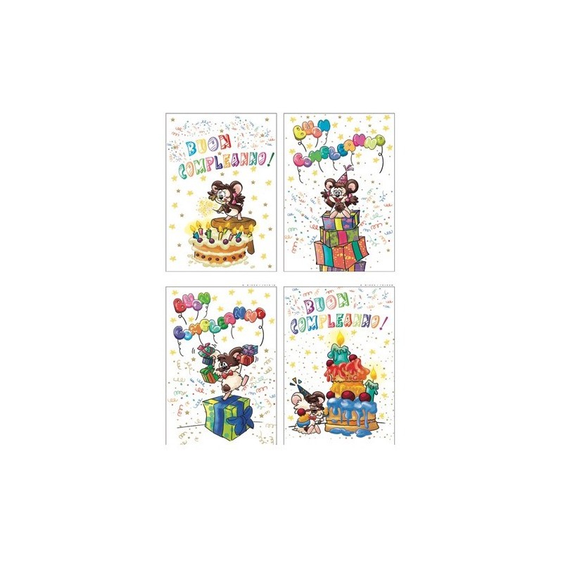 Cecami 153BC - Biglietti Buon Compleanno Bimbi 4 Soggetti Conf.12 pz