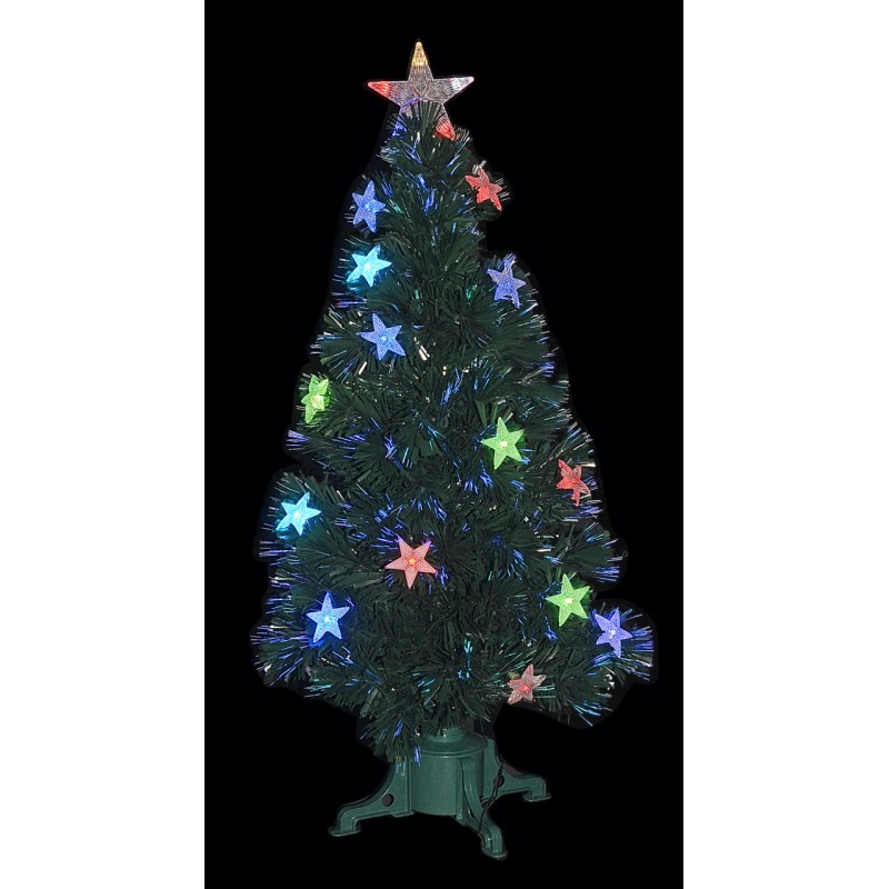 Ciao 51058 - Albero Fibre Ottiche Verde 16 Stelle Led Multicolor 90cm