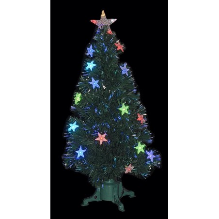 Ciao 51058 - Albero Fibre Ottiche Verde 16 Stelle Led Multicolor 90cm