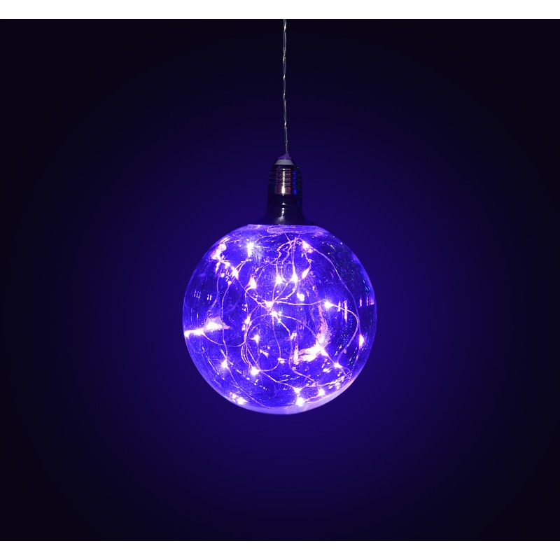 Ciao 51201 - Lampadina D.15cm 20 Micro Led Viola Cavo Trasparente 30cm a Batteria