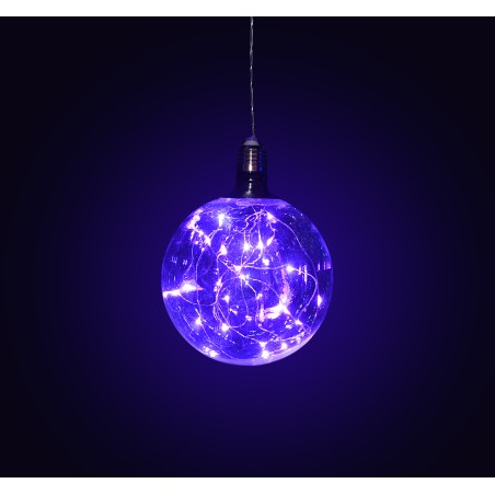 Ciao 51201 - Lampadina D.15cm 20 Micro Led Viola Cavo Trasparente 30cm a Batteria
