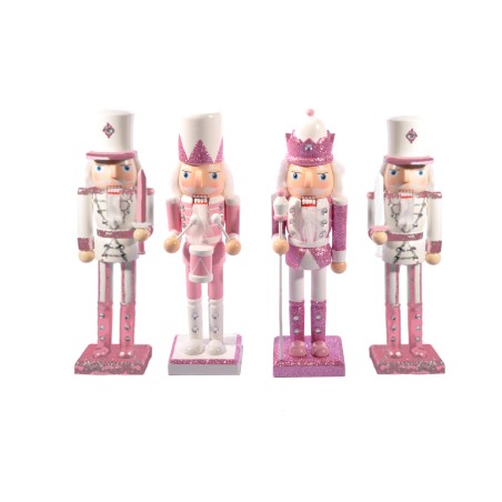 Ciao 93847 - Schiaccianoci Legno Rosa/Bianco Glitter 24cm Set 4 pz