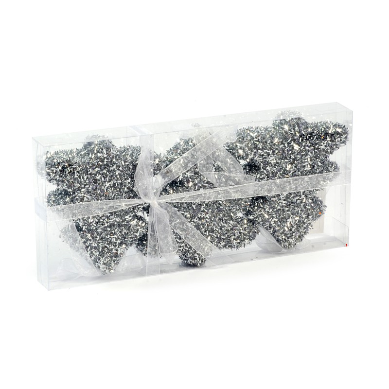 Ciao 58844 - Alberelli Polistirolo Glitter Argento 9cm Set 3 pz