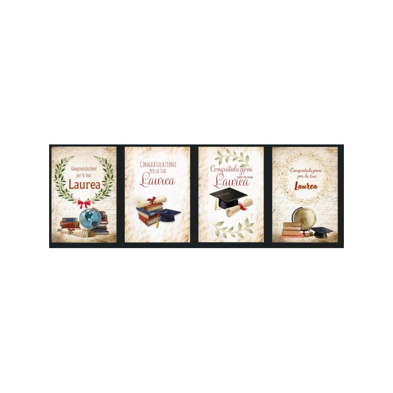 Cecami 00157 - Biglietti Laurea 4 Soggetti Conf.12 pz