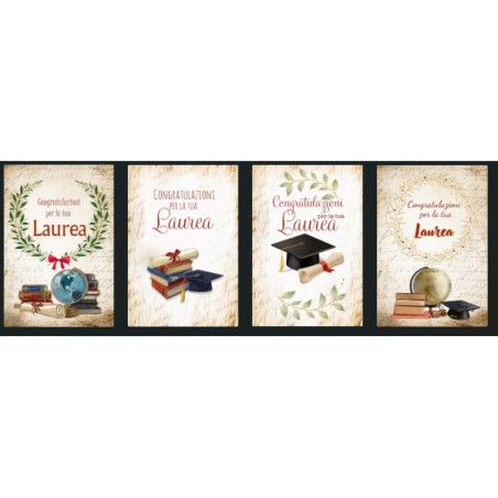 Cecami 00157 - Biglietti Laurea 4 Soggetti Conf.12 pz