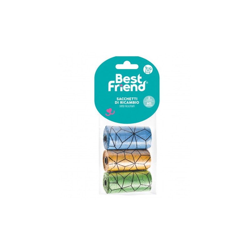 Best Friend 91050 - Sacchetti Deiezioni Cani Conf. da 3 Rotoli da 20 pz