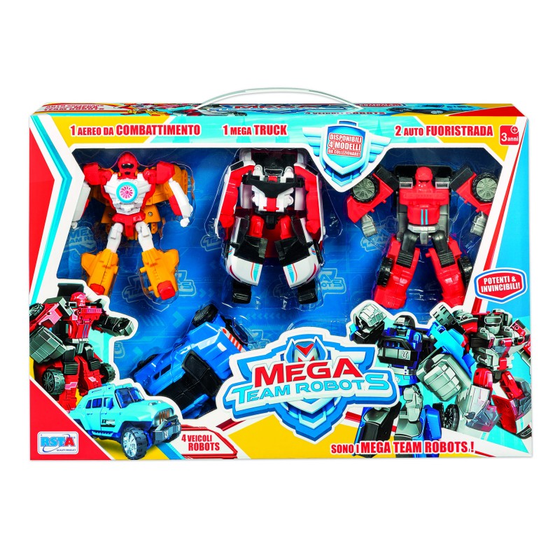 Rstoys 11431 - Mega Team Playset 4 Robot Trasformer