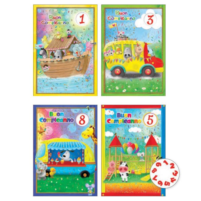 Cecami 172BC - Biglietti Buon Compleanno Bimbi con Rotella Conf.12 pz