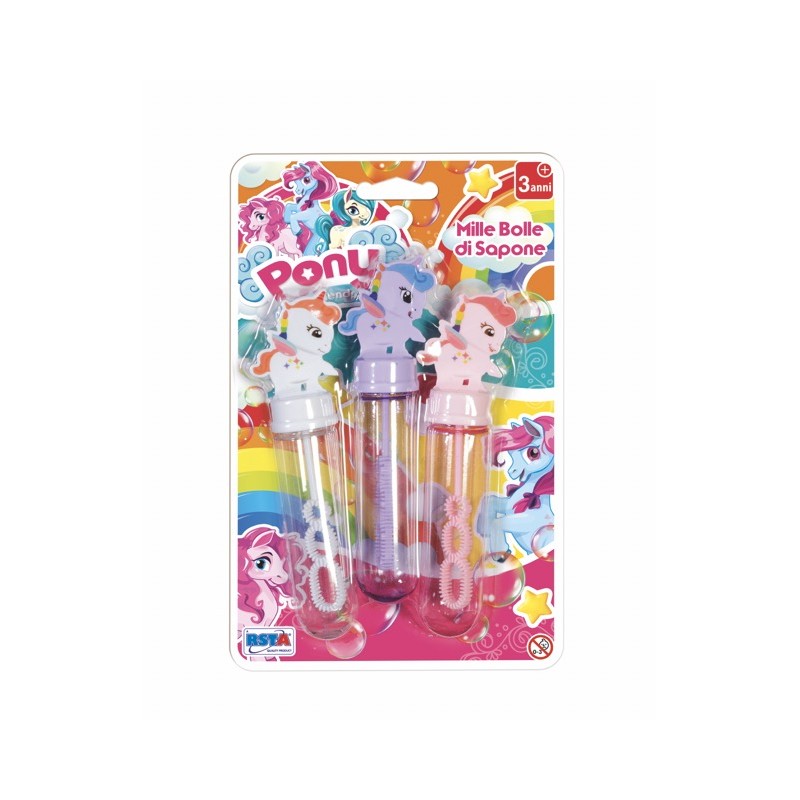 Rstoys 11813 - Blister 3 Tubi Bolle di Sapone 30ml Pony