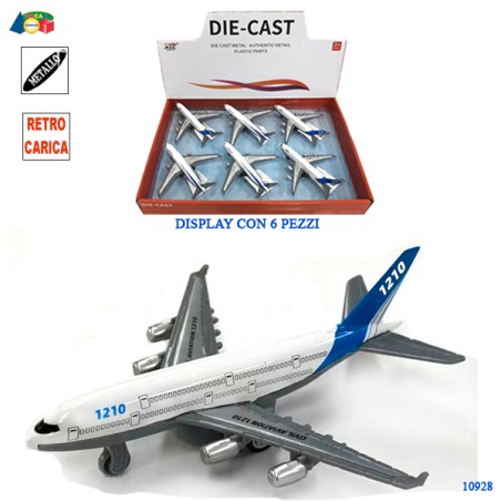 Ginmar 10928 - Aereo Passeggeri Die-cast Retrocarica Display 6 pz