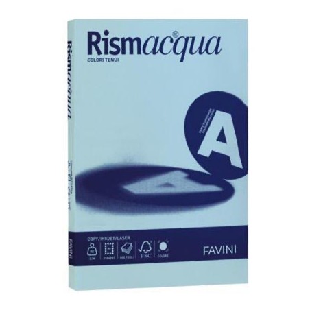 Favini 8 - Rismacqua - Fogli Carta A4 90 g/mq 100 Fogli Celeste