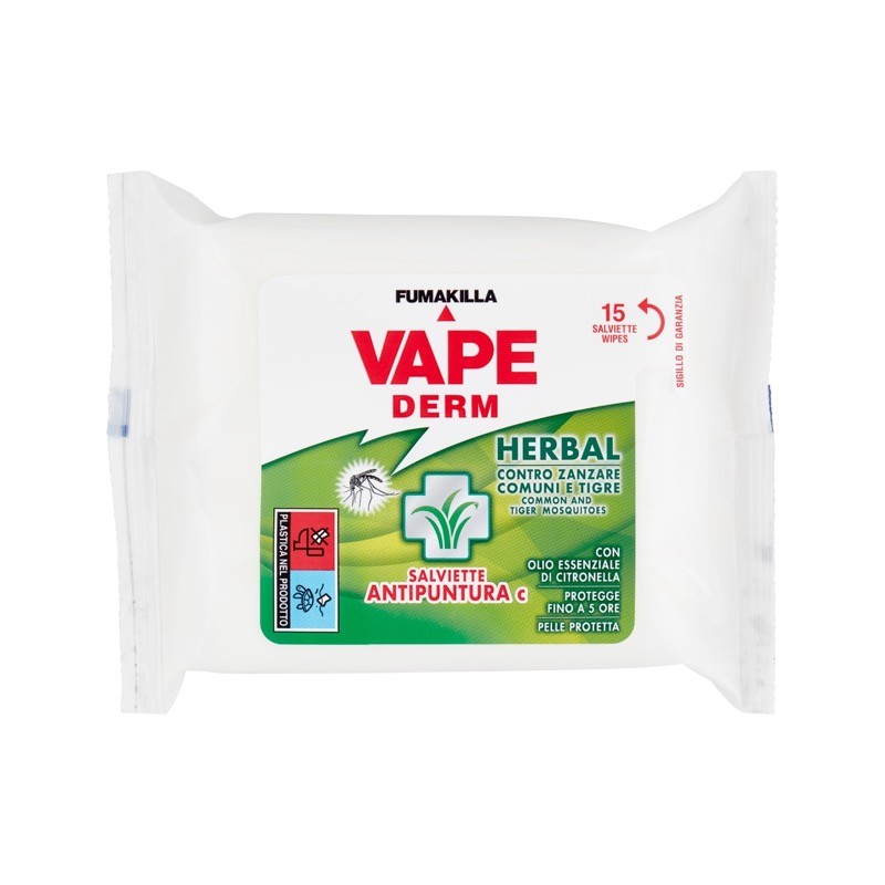 Vape 3478 - Salviette Derm Herbal Antipuntura 15 pz