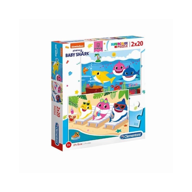 Clementoni 24777 - Puzzle 2 x 20 Pezzi - Baby Shark