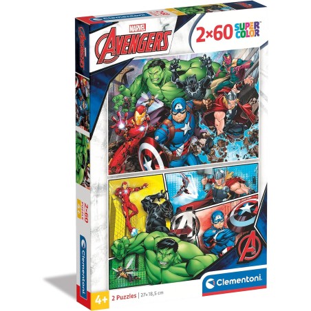Clementoni 21605 - Puzzle 2 x 60 Pezzi - Avengers