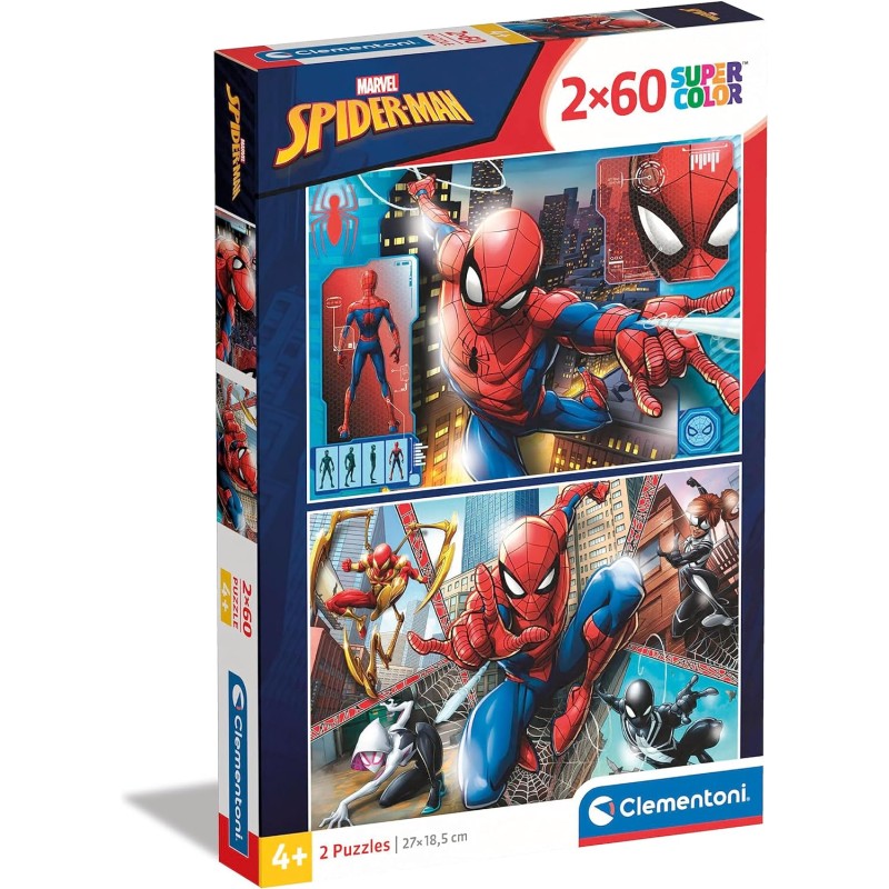 Clementoni 21608 - Puzzle 2 x 60 Pezzi - Spiderman