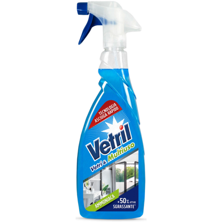 Vetril 2182 - Vetri e Multiuso con Ammoniaca Trigger 650 ml