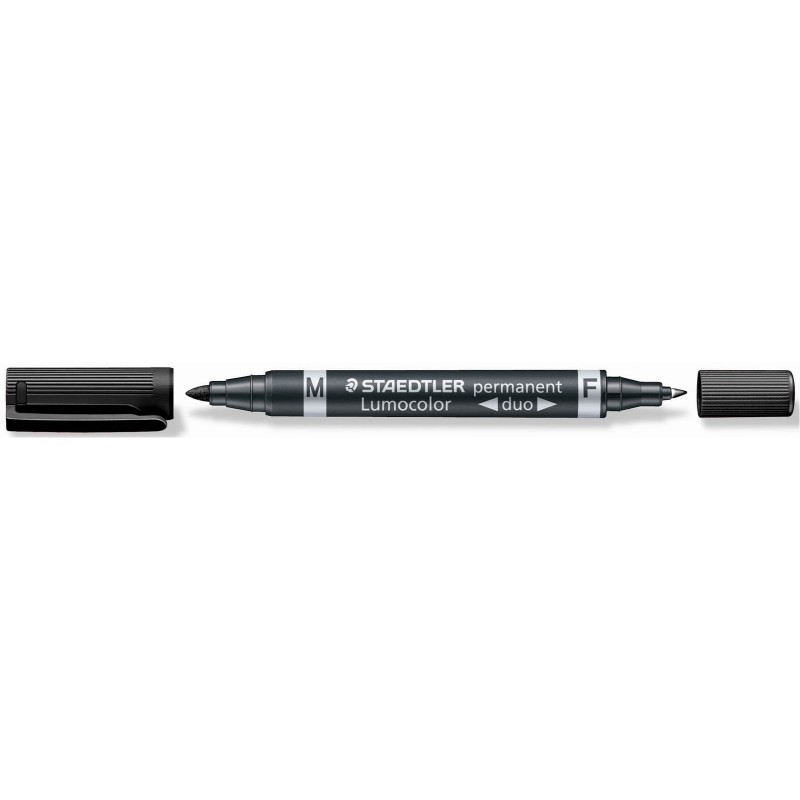 Staedtler 3489 - Marcatore Permanent Lumocolor Duo Punta M e F Nero Conf.10 pz.