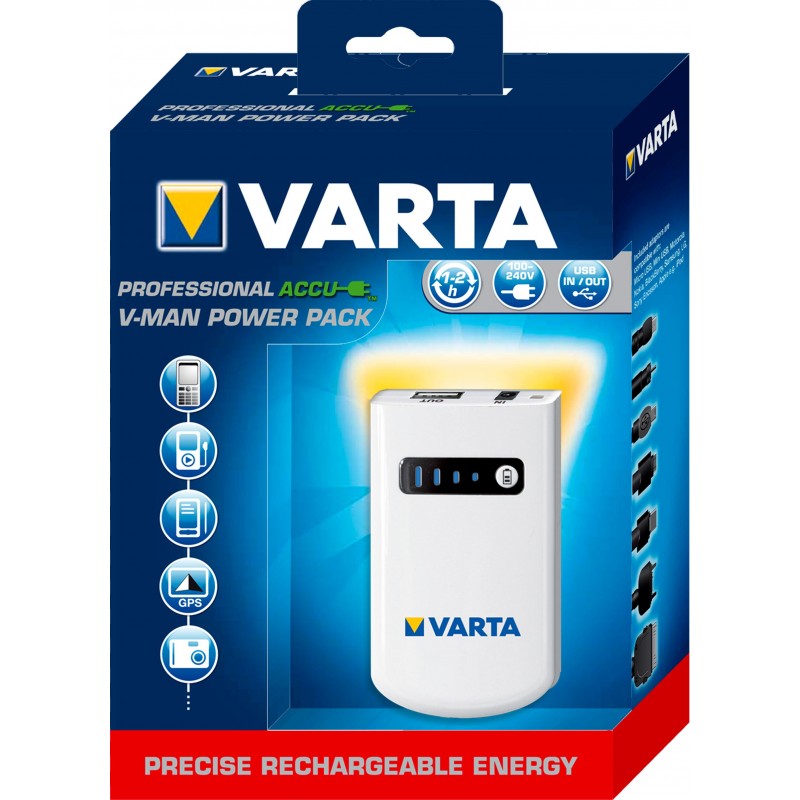 Varta 66192 - Accumulatore Professionale V-Man Power Pack Set Portatile Con Alimentatore USB Universale