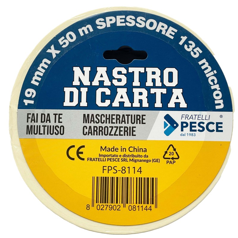 Fratelli Pesce 8114 - Nastro Carta Mascherature 19 mm x 50 Mt