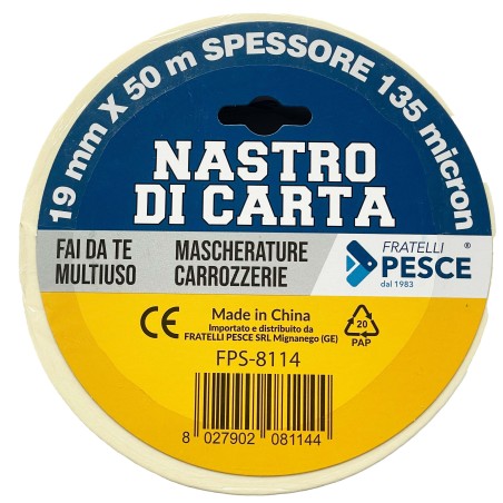 Fratelli Pesce 8114 - Nastro Carta Mascherature 19 mm x 50 Mt