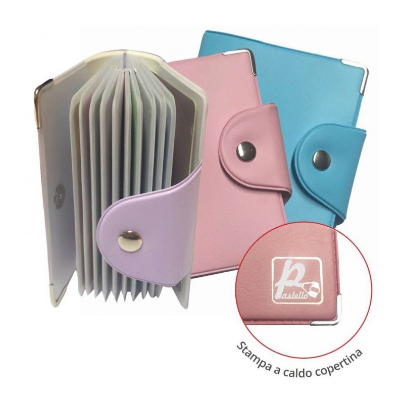 Alplast 1021P - Porta Card Pvc Pastello 20 Scomparti Chiusura Bottone