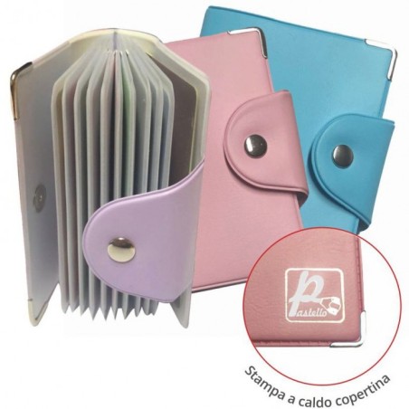Alplast 1021P - Porta Card Pvc Pastello 20 Scomparti Chiusura Bottone