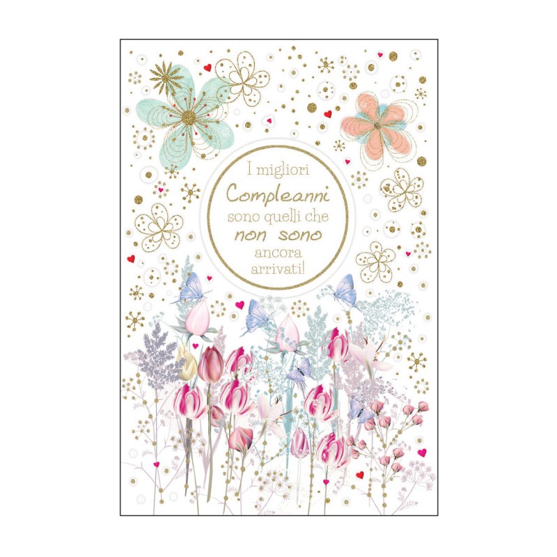 Marpimar ALOD17 - Biglietti Compleanno e Auguri Fiori e Farfalle Conf.12 pz