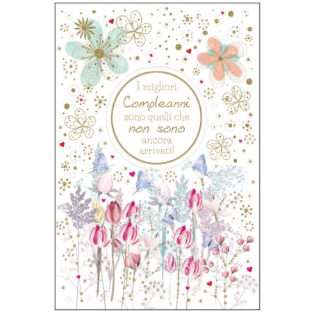 Marpimar ALOD17 - Biglietti Compleanno e Auguri Fiori e Farfalle Conf.12 pz