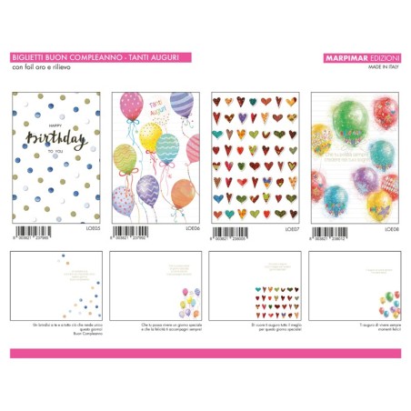 Marpimar ALOE02 - Biglietti Compleanno con Foil e Rilievo Conf.12 pz