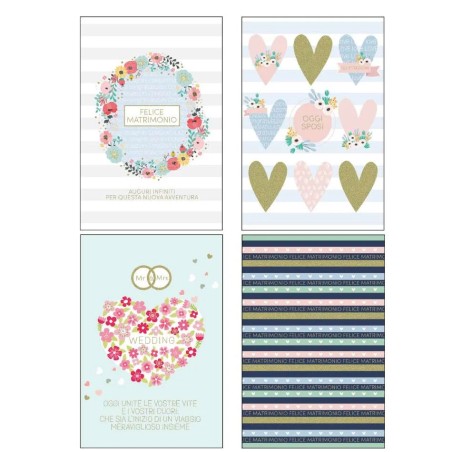 Marpimar ALOE20 - Biglietti Matrimonio con Foil Oro Conf.12 pz