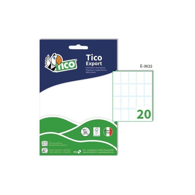 Tico 3622 - Etichette Bianche 36 x 22 mm Busta 200 Etichette