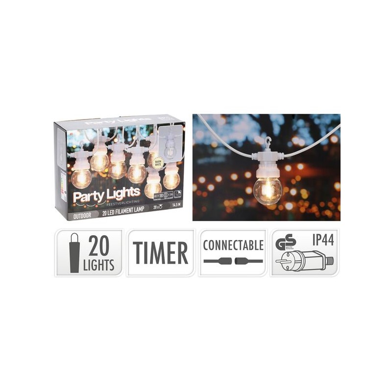 Koopman 2200170 - Party Lights Ghirlanda 20 Led 9,5 Mt