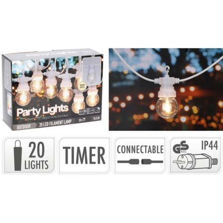 Koopman 2200170 - Party Lights Ghirlanda 20 Led 9,5 Mt