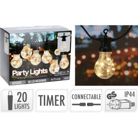 Koopman 2200240 - Party Lights 20 x 8 Led Luce Calda 14,5 Mt