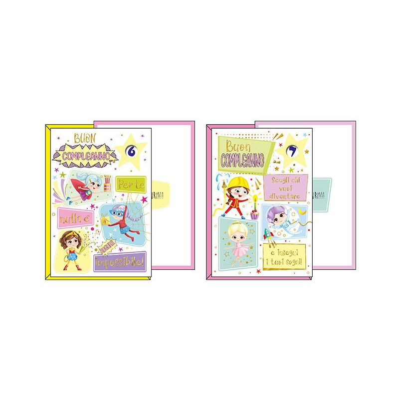 Kartos 5582 - Biglietti Compleanno con Rotella 1-9 Anni Conf.12 pz