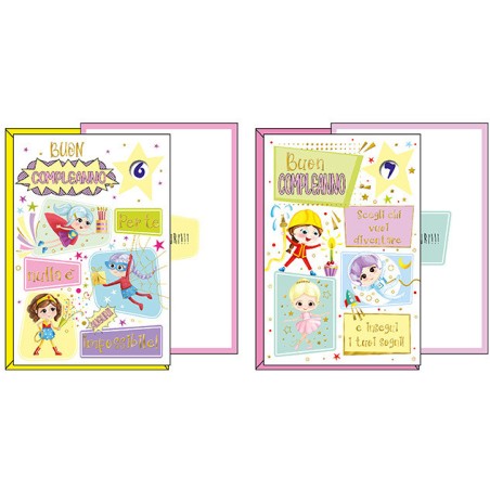 Kartos 5582 - Biglietti Compleanno con Rotella 1-9 Anni Conf.12 pz