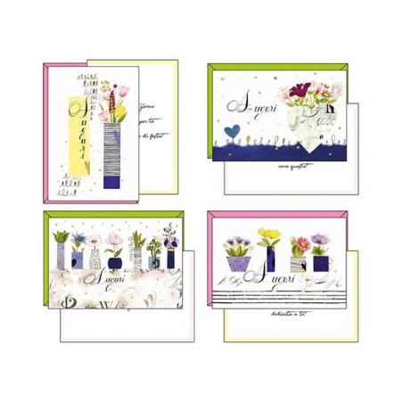 Kartos 5566 - Biglietti Auguri Fiori Conf.12 pz