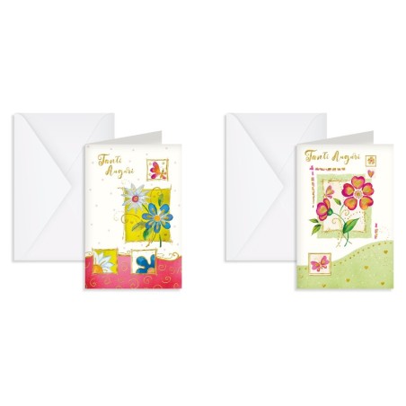 Kartos 2724 - Biglietti Auguri Fiori e Quadretti Conf.12 pz