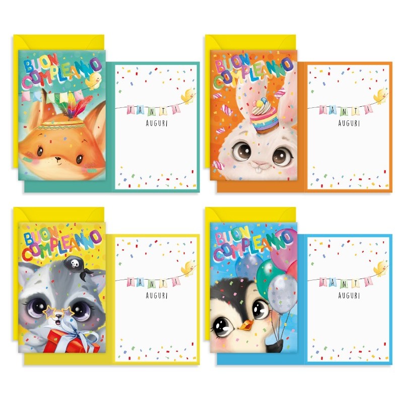 Kartos 5607 - Biglietti Compleanno Dolci Cuccioli Conf.12 pz