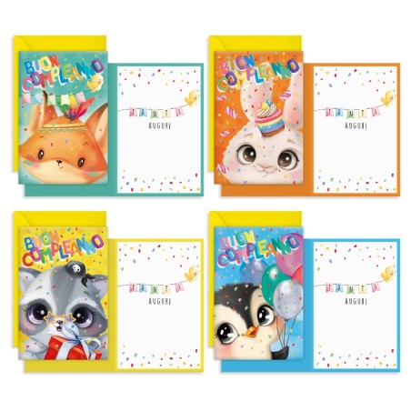 Kartos 5607 - Biglietti Compleanno Dolci Cuccioli Conf.12 pz