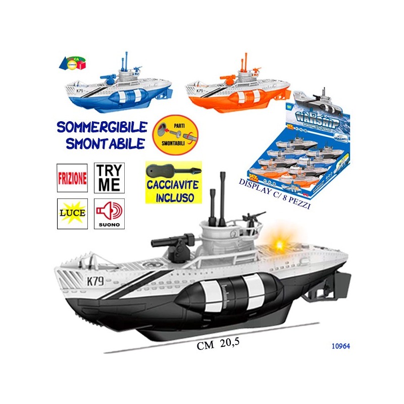 Ginmar 10964 - Sommergibile Smontabile Frizione Luci e Suoni Display 8 pz