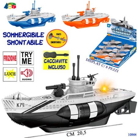 Ginmar 10964 - Sommergibile Smontabile Frizione Luci e Suoni Display 8 pz