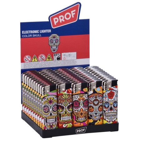 Prof 43804169 - Accendini Elettronici Ricaricabili Color Skull Conf.50 pz